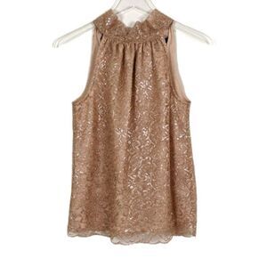 J. Crew Lace Metallic Beige Halter Top XXS